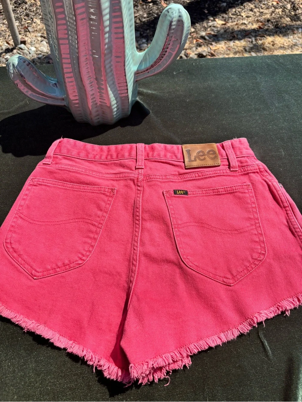 Lee Hot Pink Denim Shorts with Frayed Hem